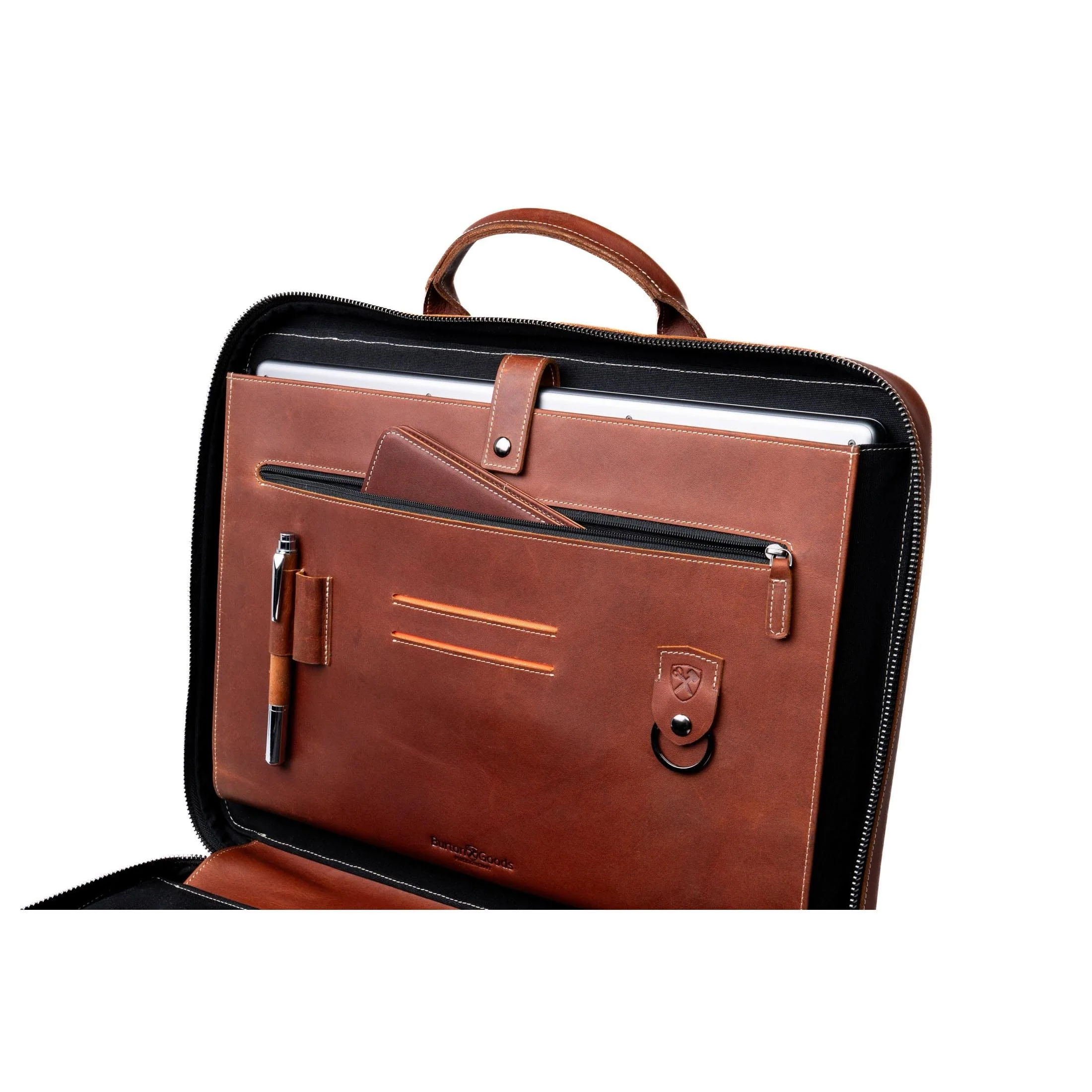 Slim Leather Laptop Briefcase - Medium 16" - Image 14