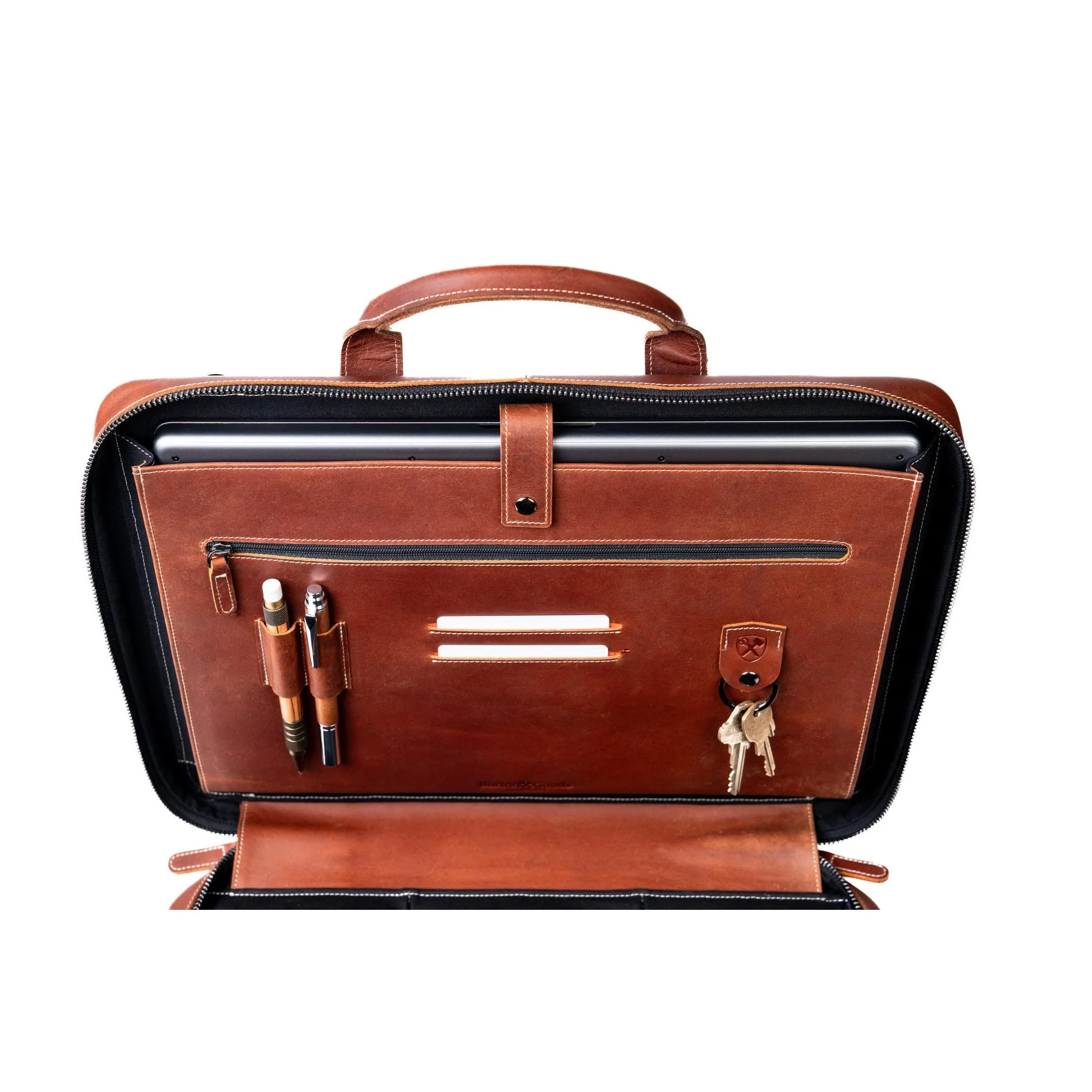 Slim Leather Laptop Briefcase - Medium 16" - Image 7