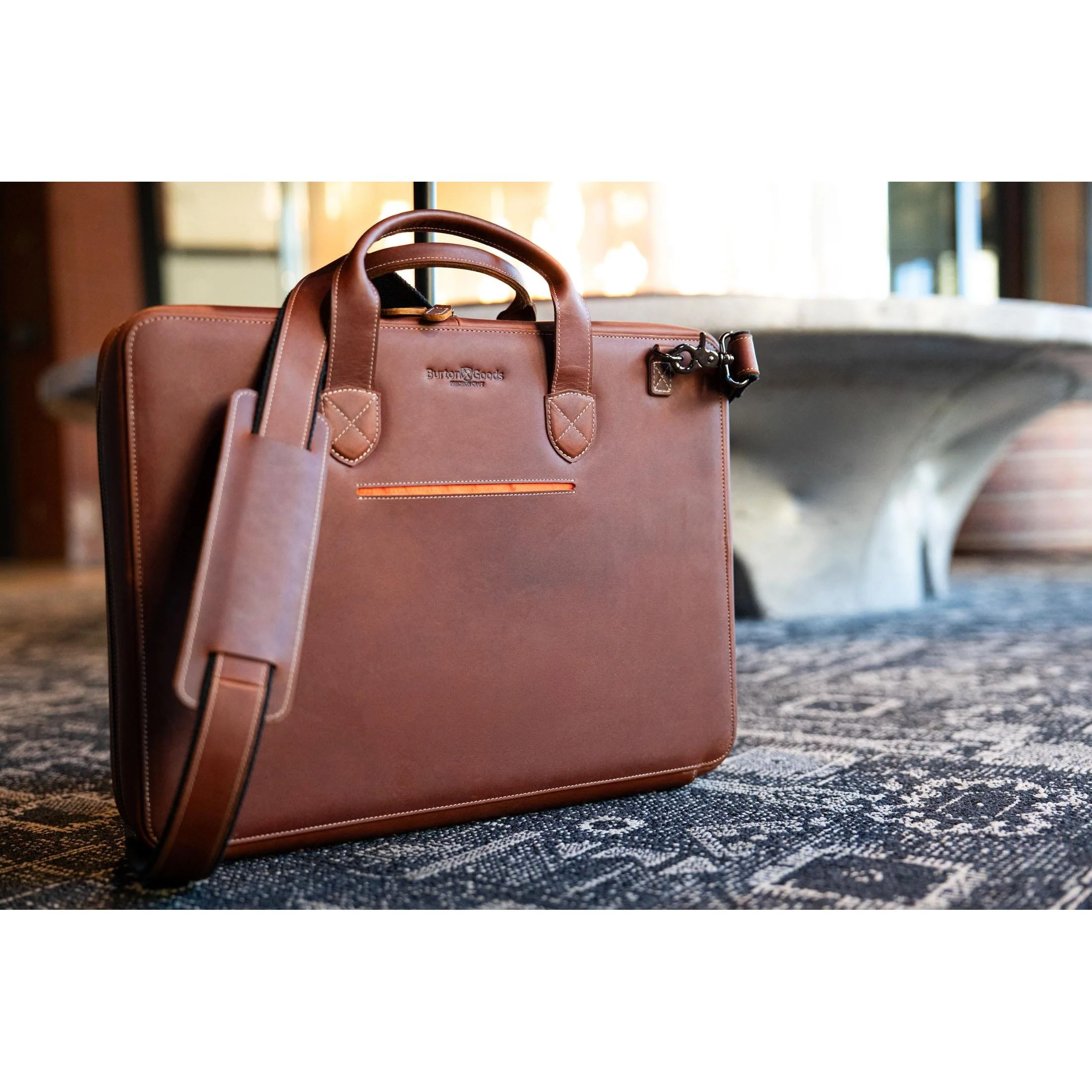 Slim Leather Laptop Briefcase - Medium 16" - Image 8