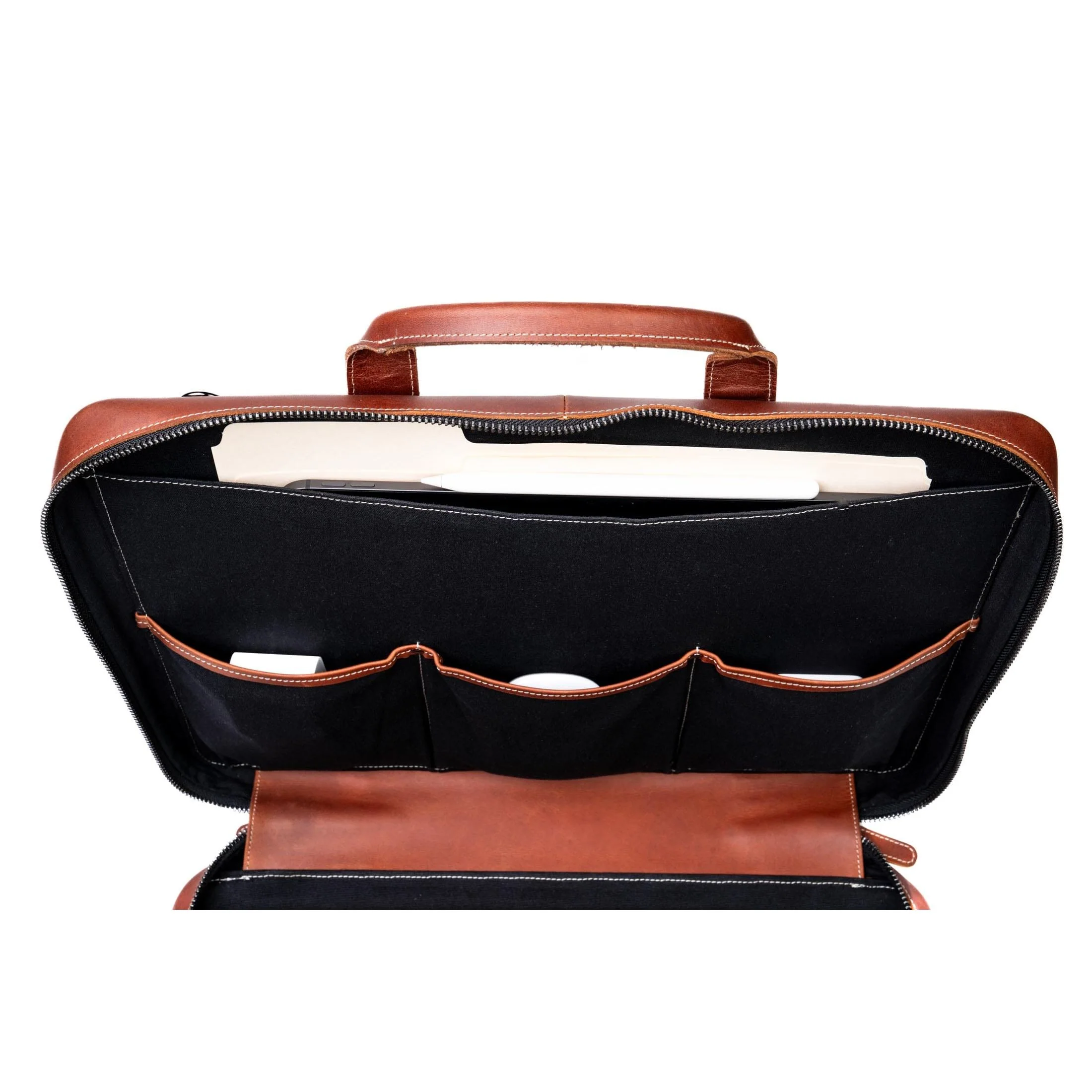 Slim Leather Laptop Briefcase - Medium 16" - Image 9