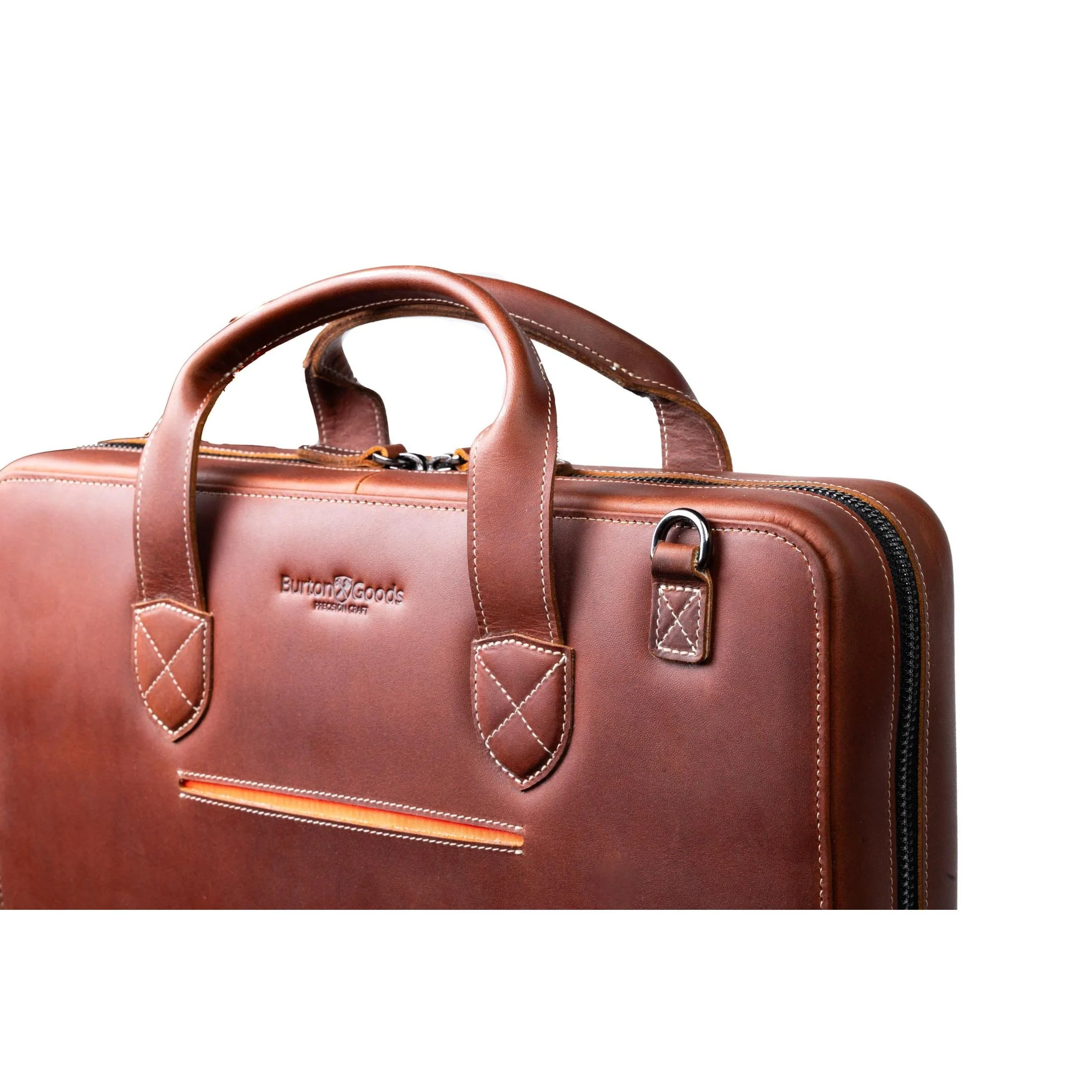Slim Leather Laptop Briefcase - Small 14" - Image 11