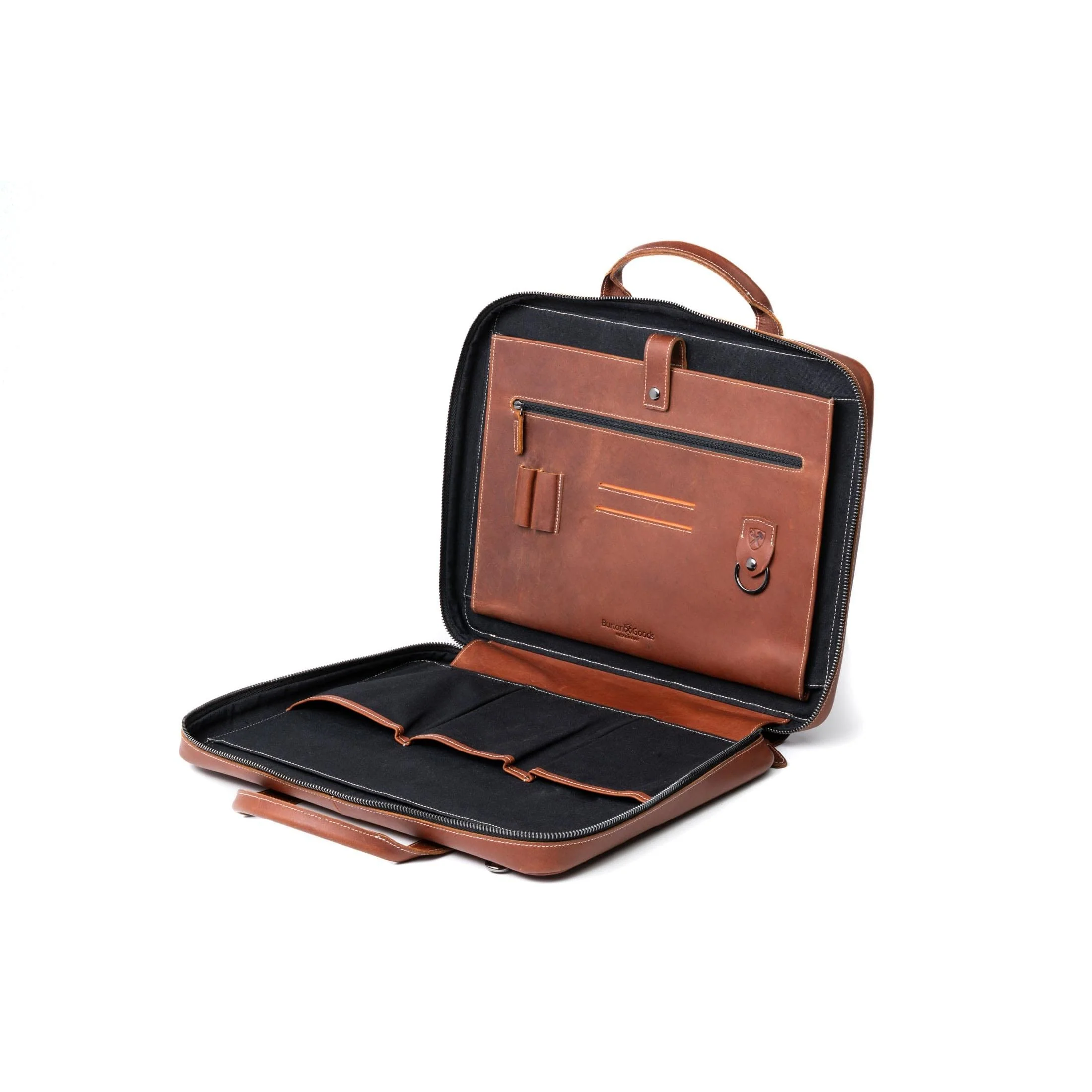 Slim Leather Laptop Briefcase - Small 14" - Image 13