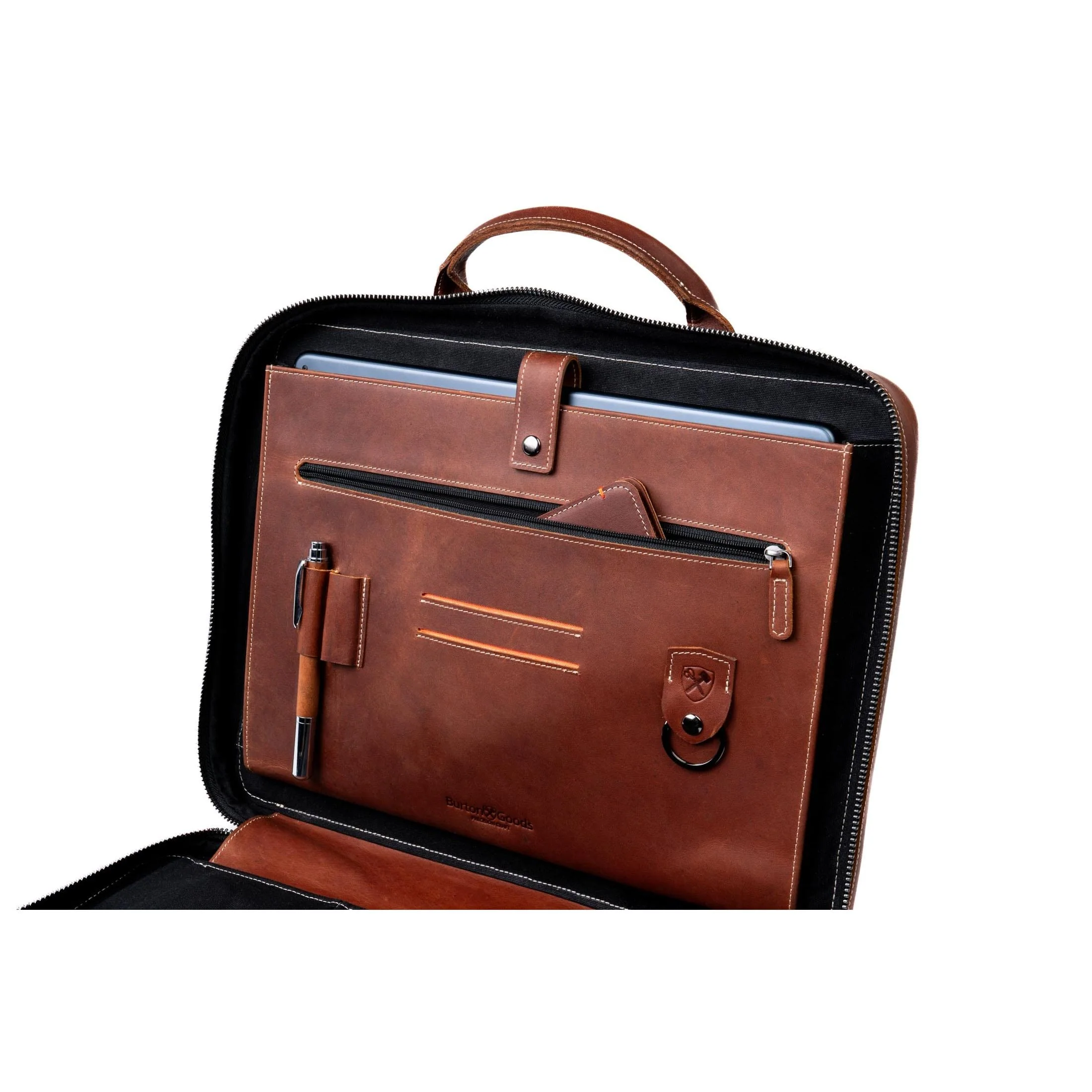 Slim Leather Laptop Briefcase - Small 14" - Image 14