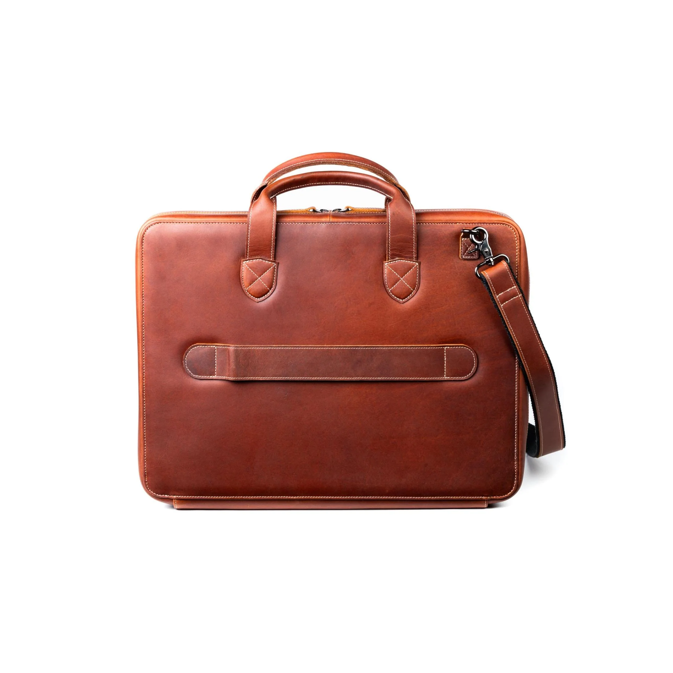 Slim Leather Laptop Briefcase - Small 14" - Image 16