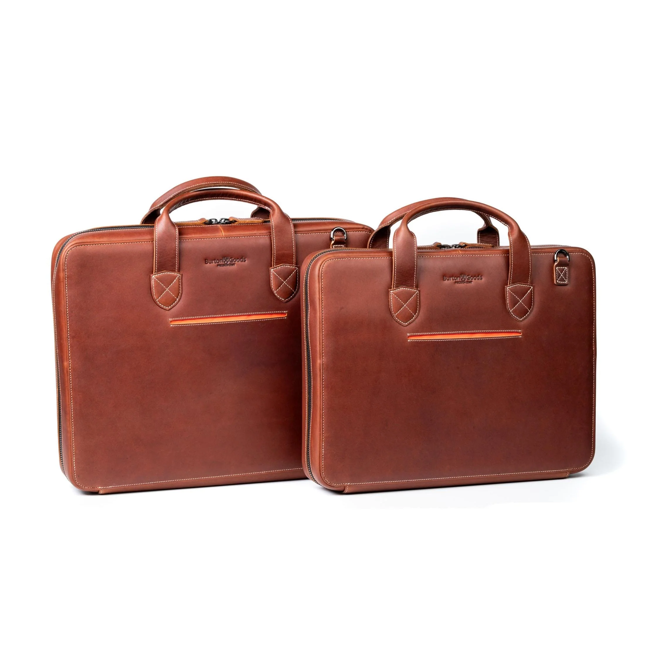 Slim Leather Laptop Briefcase - Small 14" - Image 9